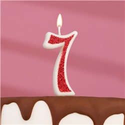 Свеча в торт на шпажке "Рубиновая коллекция", цифра 7, 5,2 см, рубиновая