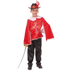 2030 к-18 Карнавальный костюм "Мушкетер красный" (рубашка сплащом, брюки, шляпа,шпага), ассорти