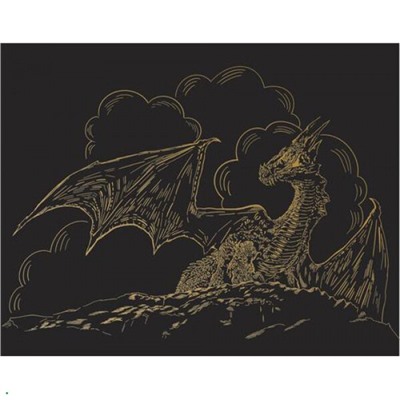 КС-Гравюра 20х25,5 см SGHK №46 "Дракон" (золото) Hobbius {Китай}