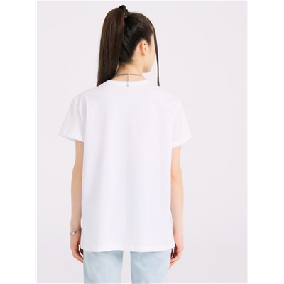 футболка 1ЖДФК4513001; белый / Сиреневый цветок