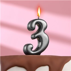 Свеча в торт "Овал" ,цифра 3 ,мокрый асфальт, 6,3 см