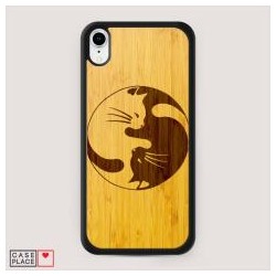 Деревянный чехол Кошечки инь-янь на iPhone XR (10R)