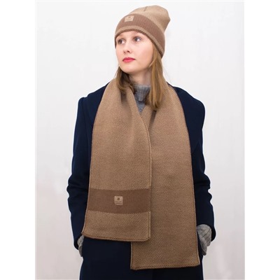 Комплект женский весна-осень шапка+шарф Ариана (Цвет светло-коричневый), размер 56-58, шерсть 30%
