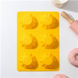 Форма силиконовая для выпечки Доляна «Сладости.Пудинг», 6 ячеек, 25,5×17,5×3 см, ячейка 7×7×3 см, цвет МИКС