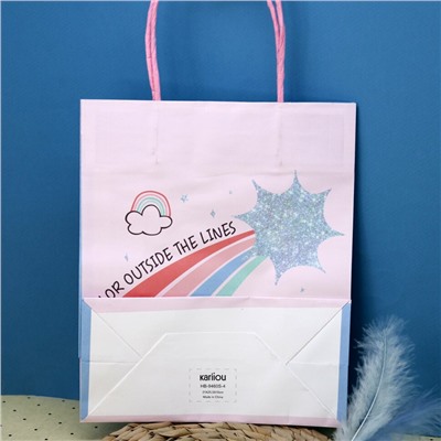 Пакет подарочный (S) «Rainbow cloud», pink (21*25.5*10)