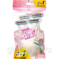 Cтанок для бритья с несъемной головкой для женщин с 6 лезвиями DORCO SHAI Vanilla-6, 4 шт.