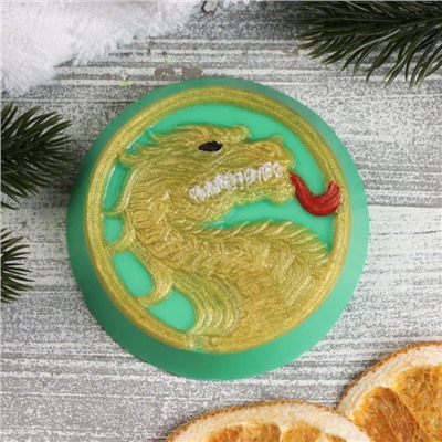 Фигурное мыло "Китайский дракон" золотое на зеленом, 95гр