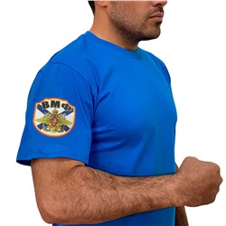 Васильковая надежная футболка с термотрансфером ВМФ