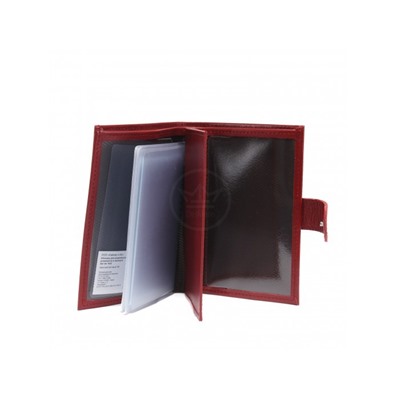 Обложка для авто+паспорт-Croco-ВП-1022 с хляст,  двойн стенка,  натуральная кожа красный матовый (16)  221762