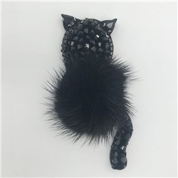 Термо-стразы Кошечка черная с помпоном (4,5*9) LA-03
