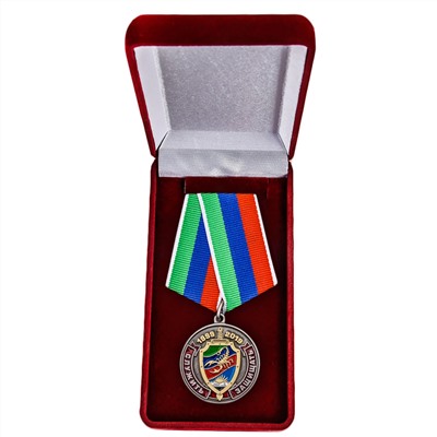 Латунная медаль "20 лет ОМОН Скорпион", - в бархатистом подарочном футляре №2146