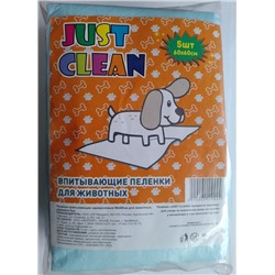 Пеленки впитывающие одноразовые для животных JUST CLEAN 60*60 упак  5 шт