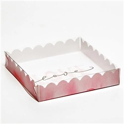 Коробка для пряников (печенья, зефира) «Нежная любовь» с прозрачной крышкой, 150х150х30
