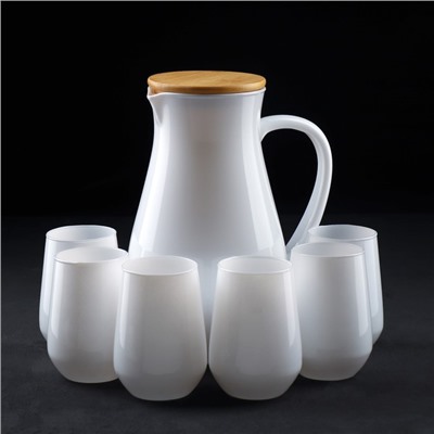 Набор питьевой из стекла «Чистота», 7 предметов: кувшин 2,2 л, стакан 6 шт 350 мл, цвет белый