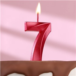 Свеча в торт на шпажке «‎Грань», цифра "7", 5 см, красная
