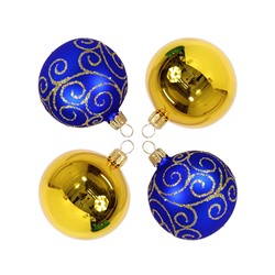 Набор стеклянных шаров ЛОЗА, синий с золотом, 5*62 мм, Елочка