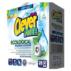 Порошок стиральный CLEVER FREE ECOLOGICAL для стирки Clovin Универсальный Гипоаллергенный 1,68 кг