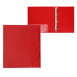 Папка "Панорама" А4, 60 мм на 4-х кольцах, с передним прозрачным карманом, до 400 листов, красная