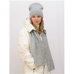 Комплект зимний женский шапка+шарф Ника (Цвет серый), размер 56-58, шерсть 30%