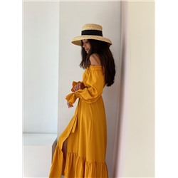 20849 Платье с открытыми плечами в цвете "манго" (42)