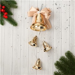 Украшение новогоднее "Уютная сказка" колокольчики бант, 8х28 см, золото