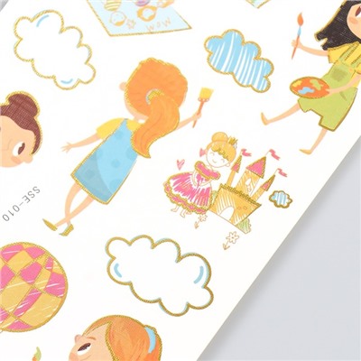 Наклейка пластик с блёстками "Малышки и принцессы" МИКС 11х25 см