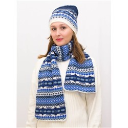 Комплект зимний женский шапка+шарф Анабель (Цвет васильковый), размер 56-58, шерсть 50%, мохер 30%