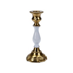 Канделябр МАЛЬМЕЗОН, на одну свечу, белый с золотым, 15 см, Koopman International