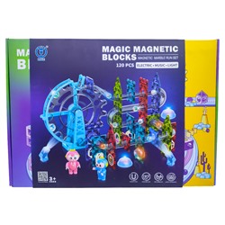 Магнитный электронный конструктор Magic Magnetic Blocks " Лабиринт с колесом " с шариками, 120 дет.