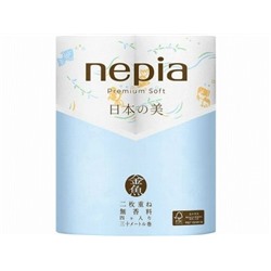 "NEPIA" "Premium Soft" Двухслойная туалетная бумага 30 м, (4 рулона, с рисунком рыбки)