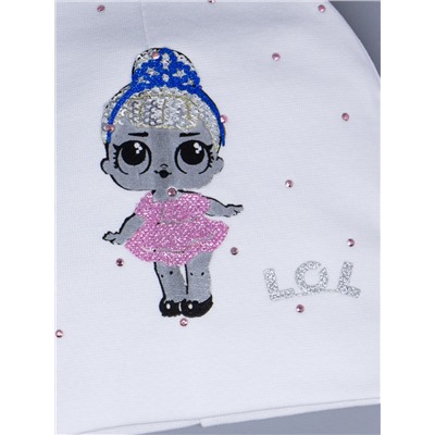 Шапка LOL, балерина в блестящем розовом платье, синяя корона, серые волосы, белый