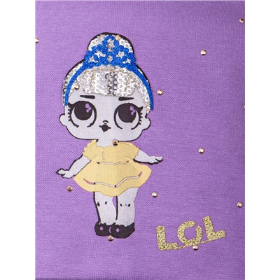 Шапка LOL, балерина в желтом платье, синяя корона, серые волосы, золотая надпись, фиолетовый