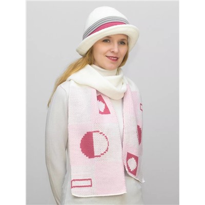 Комплект шляпа+шарф женский весна-осень Mario (Цвет пудровый), размер 56-58, шерсть 30%