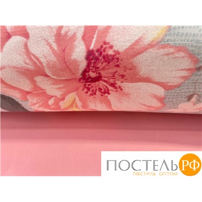 КПБ Dome Pink flowers (2 сп. евро) пододеяльник - 200х220 см, простыня - 220х240 см, 50х70 см - 2 шт, сатин