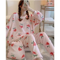 Пижама клубничка розовая с мешком XL