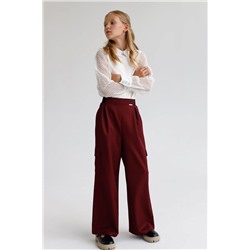 Бордовые брюки для девочки, модель 0426