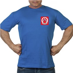 Васильковая футболка "Отважные", с трансфером на груди (тр. 87)