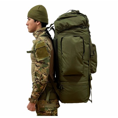 Большой тактический рюкзак (хаки-олива, 100 л), - для максимального количество необходимого снаряжения и припасов. №20