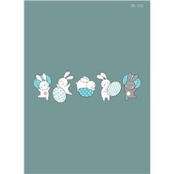 06-119 Термотрансфер Пасхальные Крольчата, мятный 23х9 см