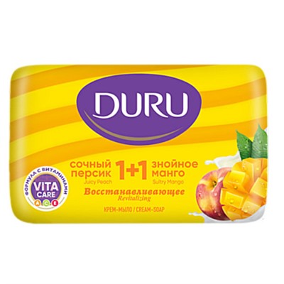 Туалетное мыло Duru (Дуру) Сочный персик + Знойное манго 1+1, 80 г