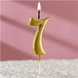 Свеча в торт цифра "7", 5,3 см, золото