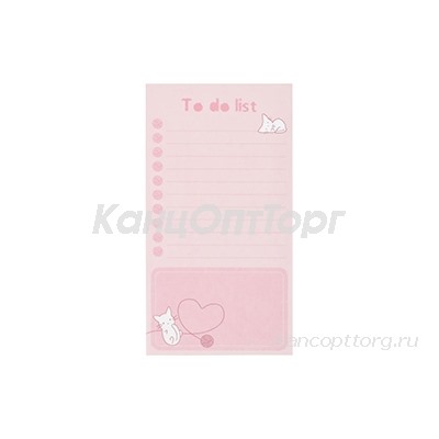 Блок для записей (To Do list) MESHU 8, 0*15, 0см, 50л., "Кitten", на склейке