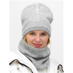 Комплект женский весна-осень шапка+снуд Рената (Цвет светло-серый), размер 54-56, шерсть 30%