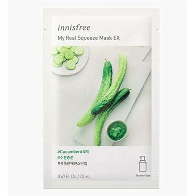 Innisfree Маски для лица  My Real Squeeze Mask, Cucumber 20мл