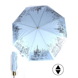 Зонт женский ТриСлона-L 3897D R=58см,  суперавт;  8спиц,  3слож,   набивной "Эпонж",  тефлон,  голубой  (Санкт-Петербург)  260773