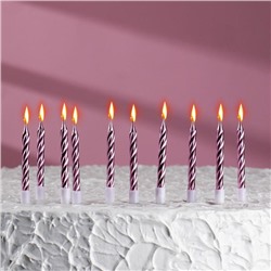 Свечи в торт "Спираль", 10 шт, средние, 5 см, розовый металлик