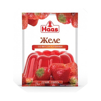 ХААС Желе десертное со вкусом клубники сухая смесь 50 г