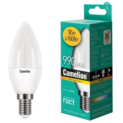 Лампа светодиодная Camelion LED12-C35/830/E14 12Вт 220В