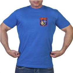 Васильковая футболка с термотрансфером "МЧС", №7288