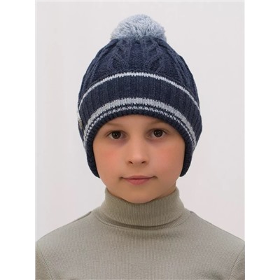 Шапка зимняя для мальчика Спортик (Цвет джинс), размер 52-54